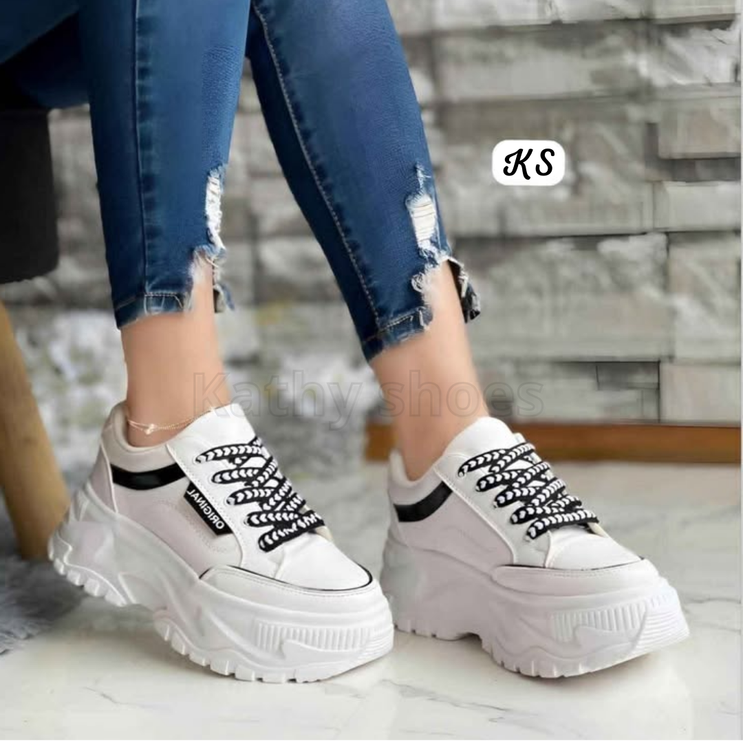 🖤 Zapatillas con Plataforma y Cordones Gruesos – Urbanas y Cómodas